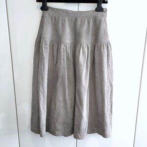 Vintage Leo Chevalier Suede Drop Waist Maxi Skirt Light Grey Size S